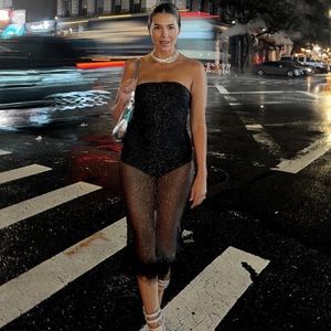 Meshki Black Strapless Midi Dress